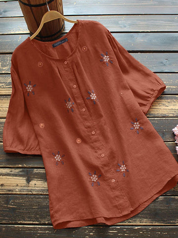 Orange Long Top-Tunic With Embroidery Work For Women