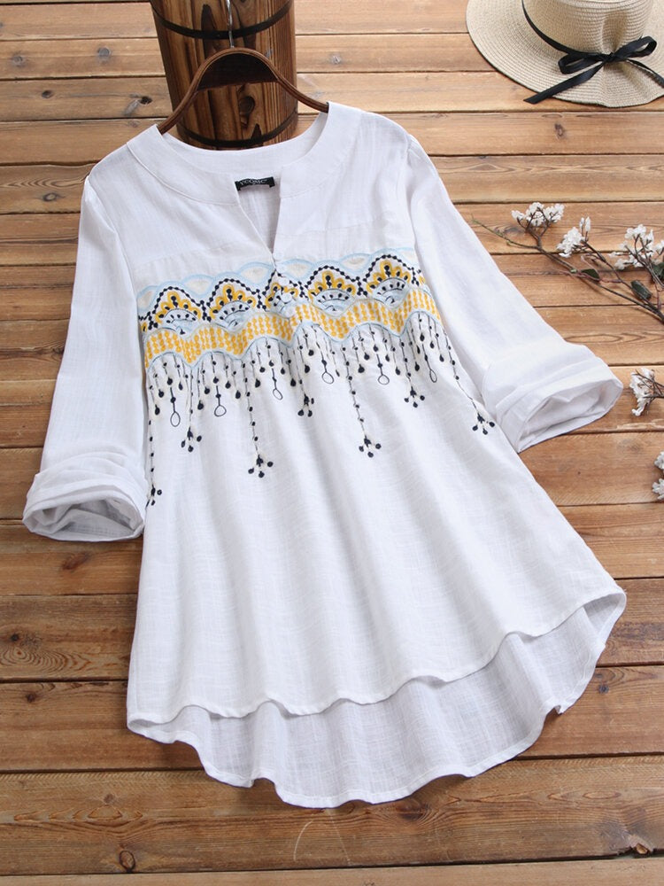 White Long Top-Tunic With Embroidery Work For Women