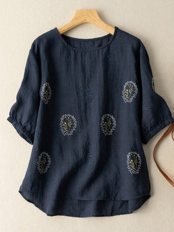 Blue Long Top-Tunic With Embroidery Work For Women